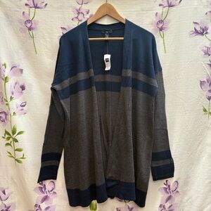 NEW GAP Navy And Gray Striped Long Sleeve Cardigan